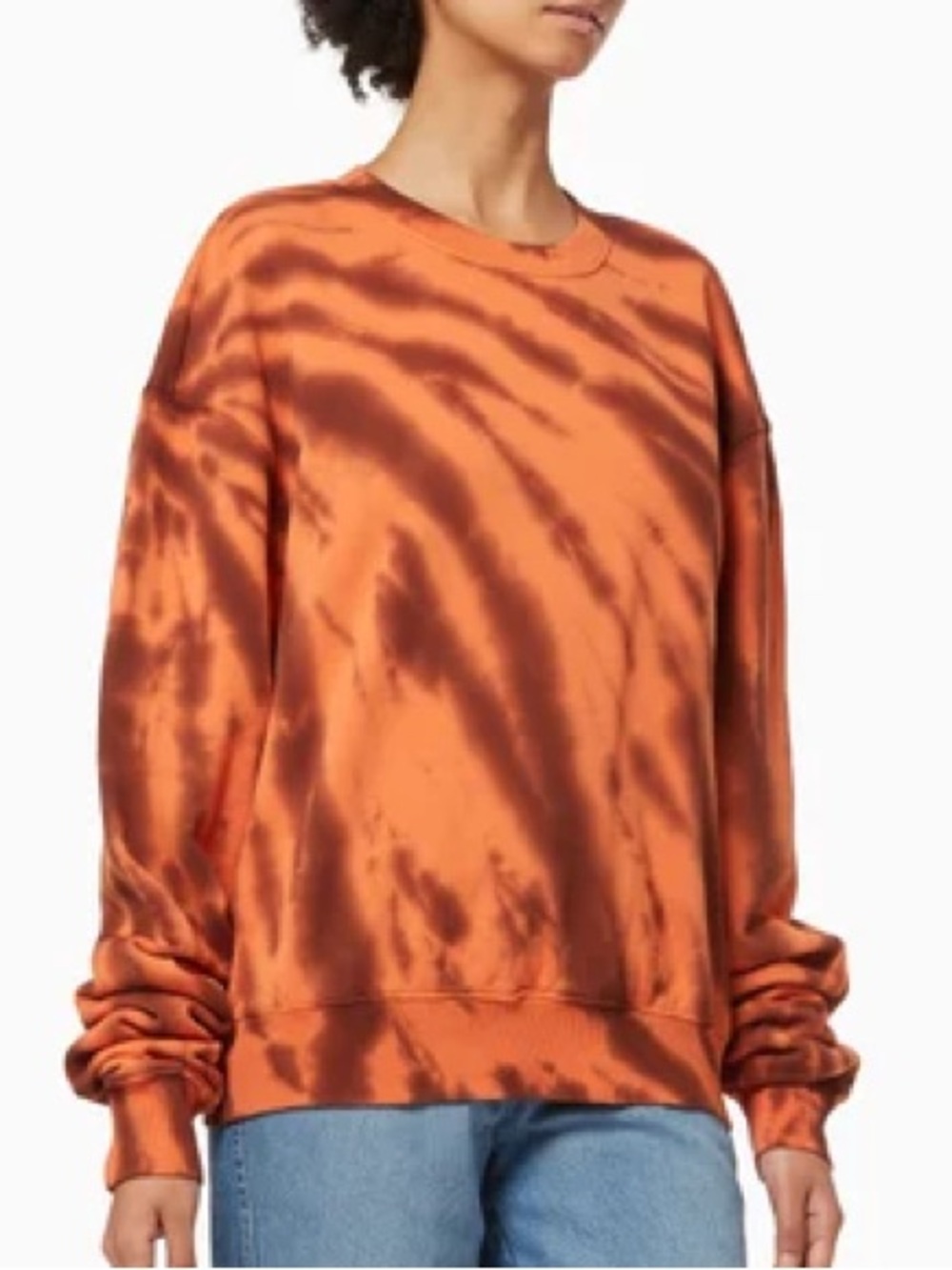 Good American Orange Tie-Dye Boyfriend Crewneck Sweatshirt Sz 2 NWT